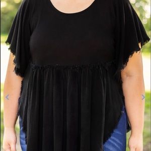 Black Cloth Top with Split Sides